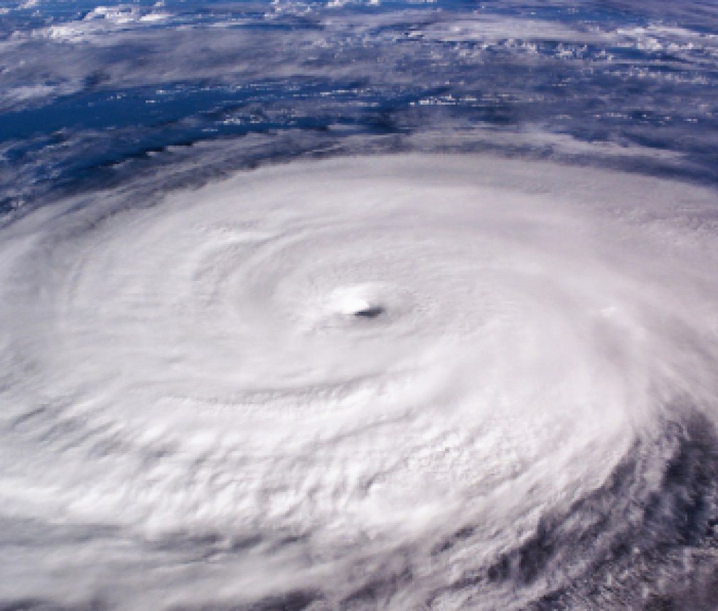 Typhoon over planet Earth - satellite photo.