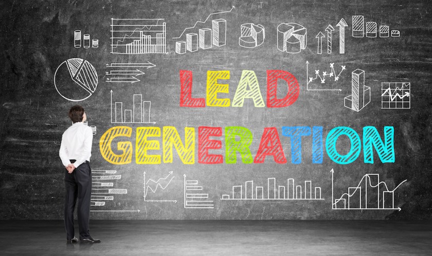 Lead generation concept on chalkboard