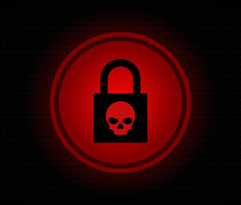 Ransomware alert computer screen stock illustration