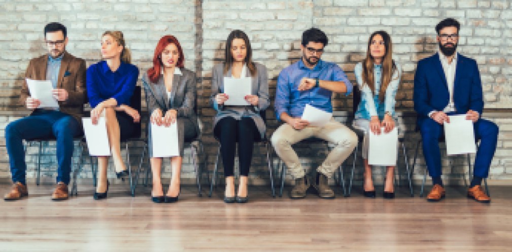 Photo of candidates waiting for a job interview