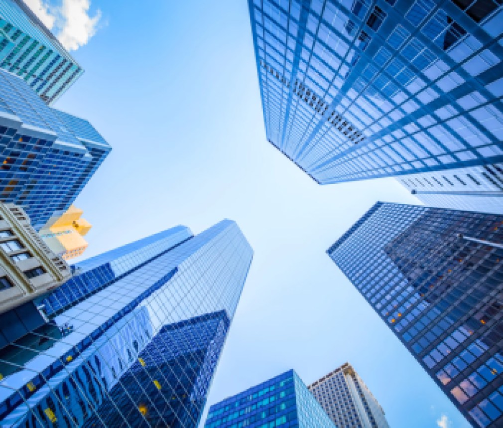 Up view in financial district