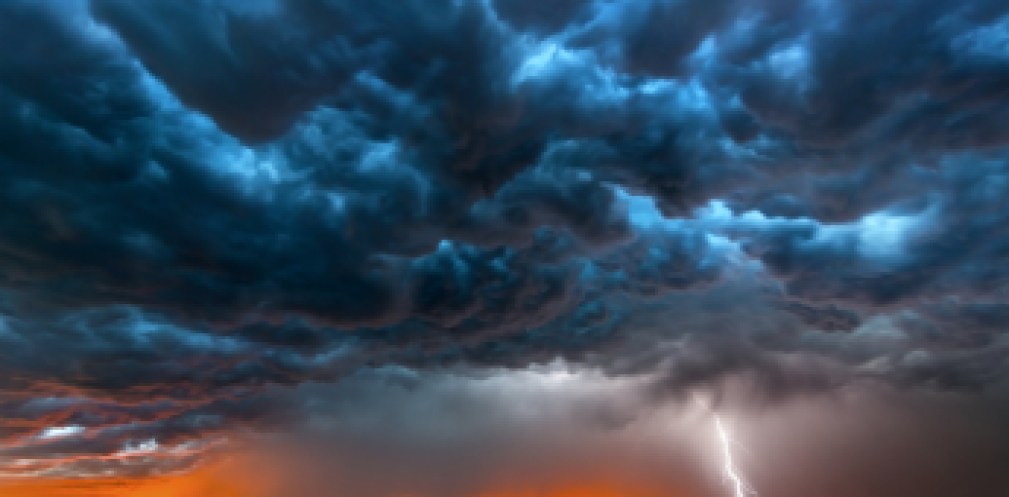 Lightning storm over field in Roswell New Mexico