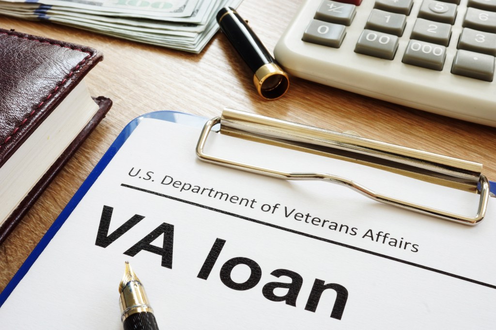 VA loan U.S. Department of Veterans Affairs form with clipboard.