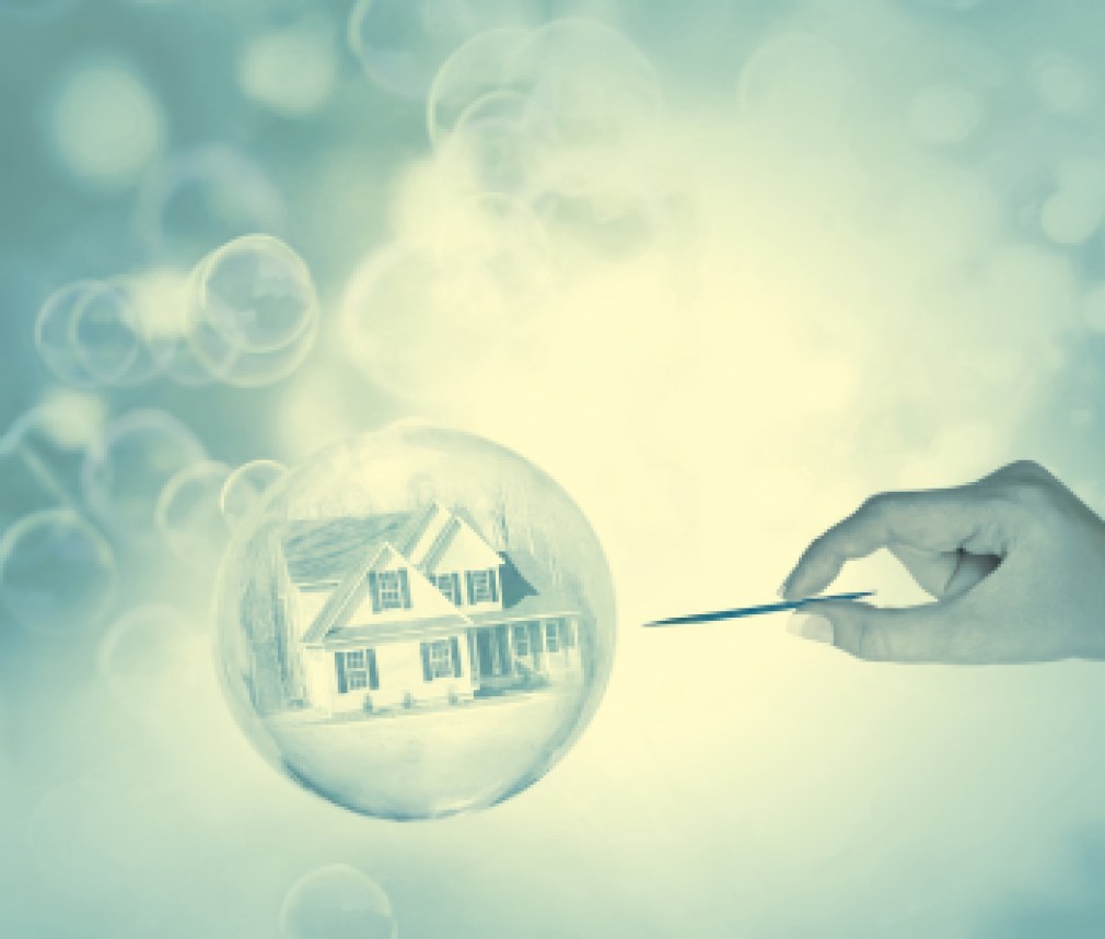 Housing market bubble burst concept