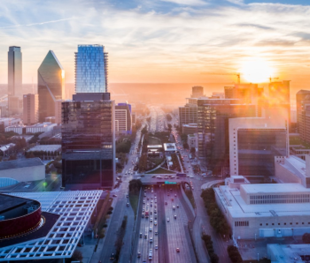 Downtown Dallas Smoke Sunset