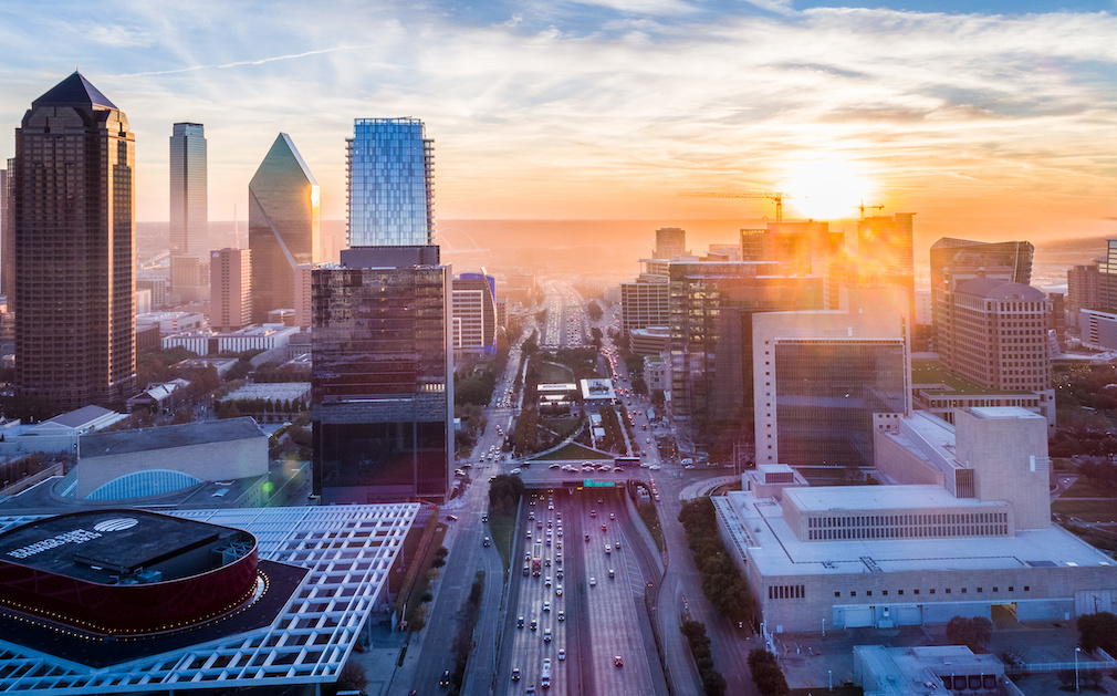 Downtown Dallas Smoke Sunset