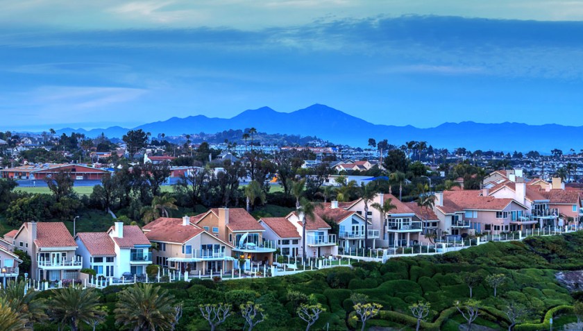 Panoramic view of tract homes along the Dana Point coast