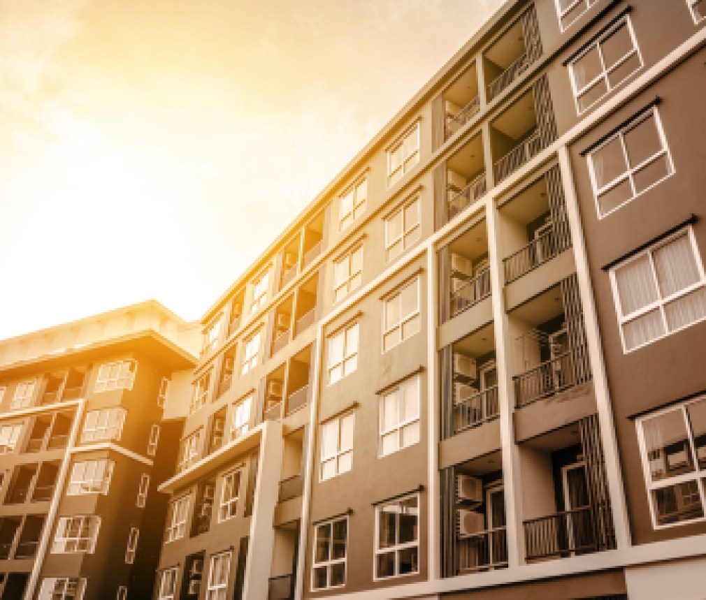 apartment building , vintage tone