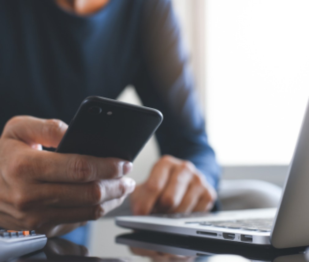 Man using smart phone