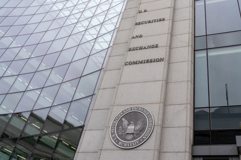 Washington, DC, USA- January 13, 2020: SEC sign and logo on the building in Washington DC. The U.S. Securities and Exchange Commission is an independent agency of the United States federal government.