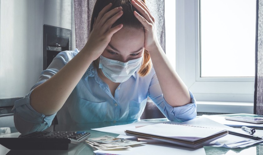 Coronavirus. Quarantine. Online training education and freelance work. Computer, laptop and girl studying remotely. Coronavirus pandemic in the world. Closing schools