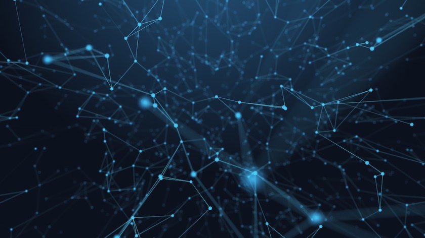 Abstract futuristic - technology with polygonal shapes on dark blue background. Design digital technology concept.