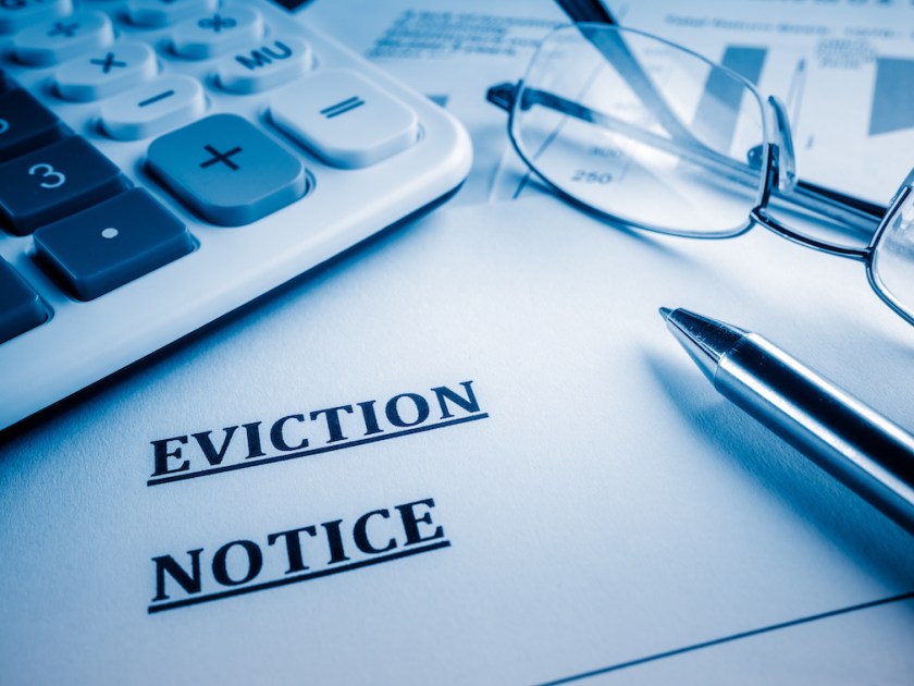 eviction notice on the desk.