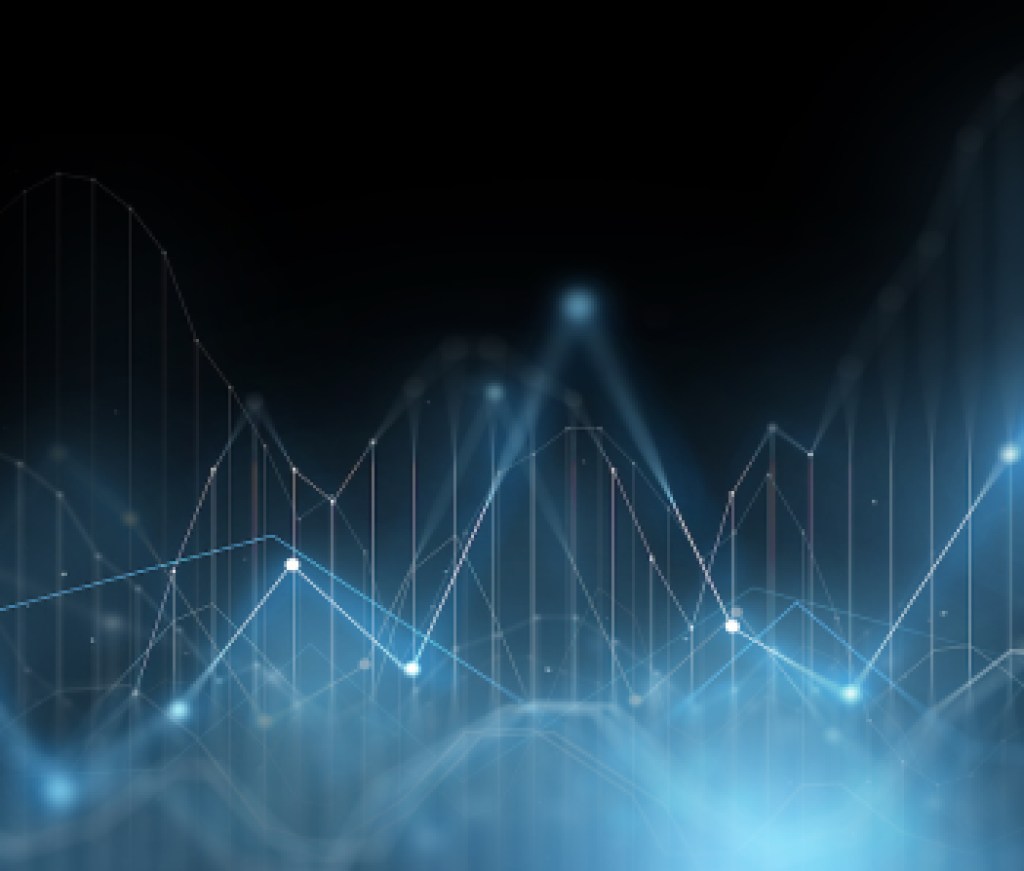 virtual chart projection over dark background