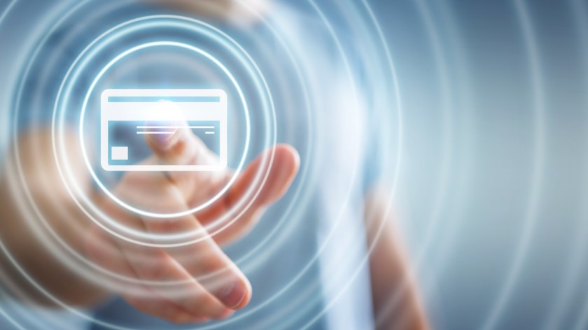 Businessman using digital payment interface 3D rendering