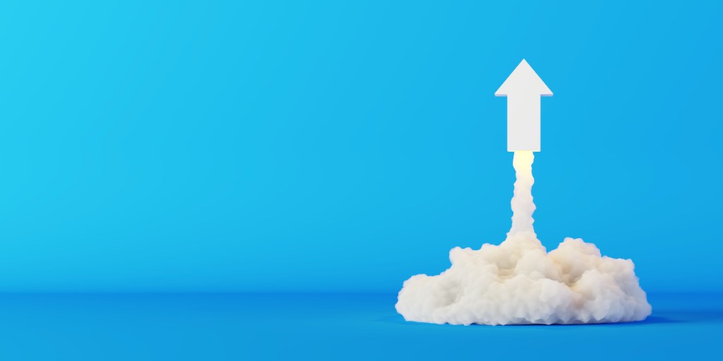 Arrows being launched, success and growth concepts, original 3d rendering