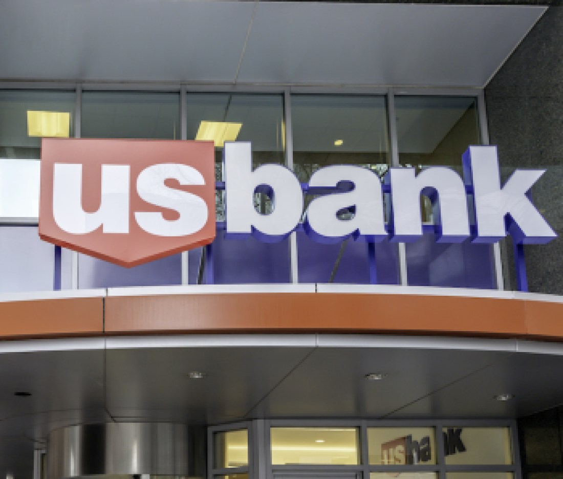 Charlotte, North Carolina, USA - January 15, 2020: Sign of US bank at one of the branch in Charlotte, North Carolina, USA. U.S. Bancorp (stylized as us bancorp) is an American bank holding company.