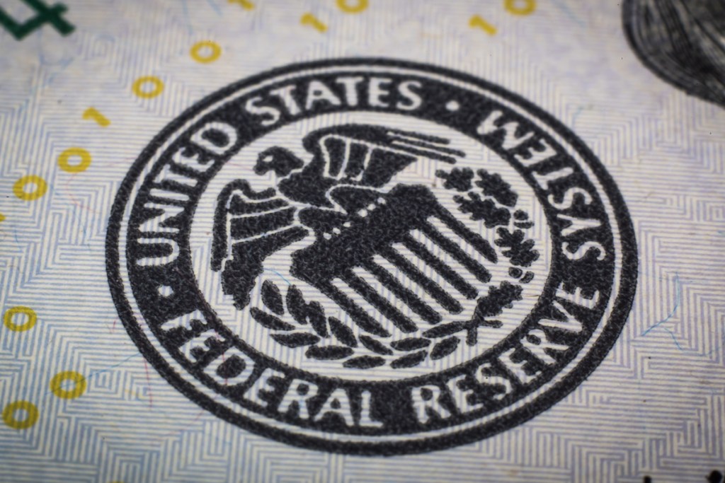 Federal reserve system symbol. Macro shot.