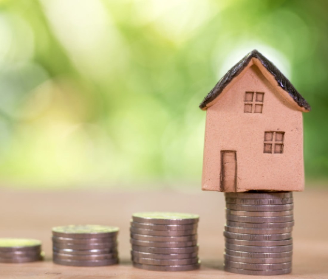 Mortgage concept. Money and house