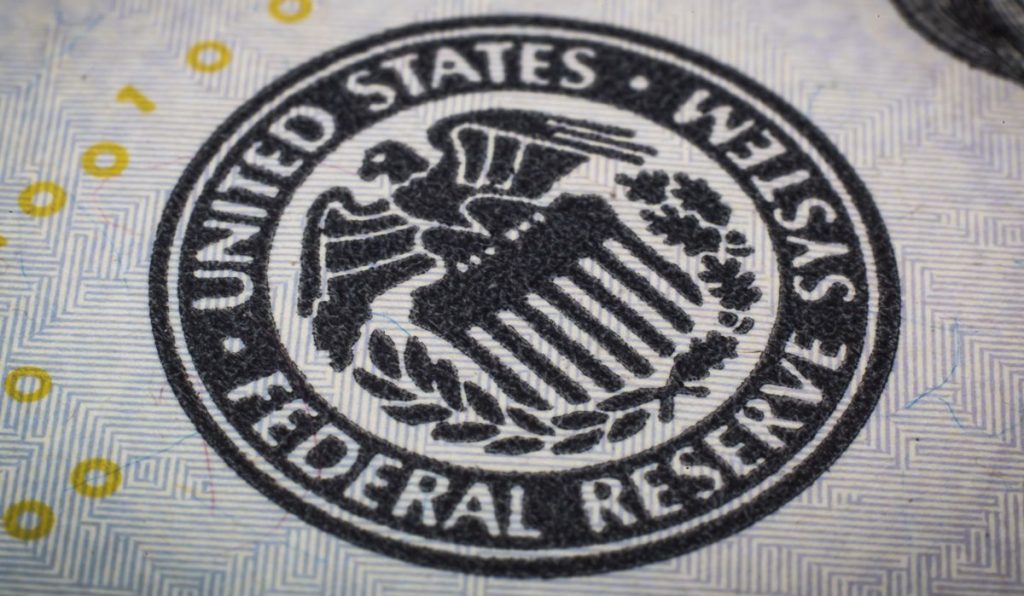 Federal reserve system symbol. Macro shot.