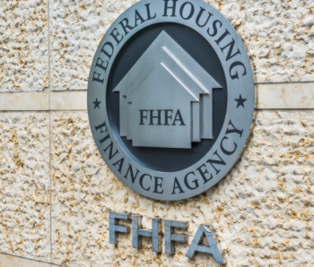 Washington DC, USA - July 3, 2017: Federal Housing Finance Agency seal in downtown with closeup of sign and logo