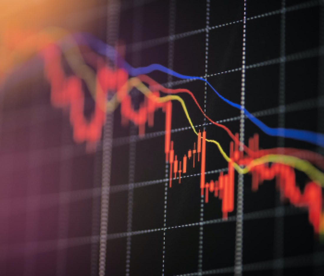 Stock crash market exchange loss trading graph analysis investment indicator business graph charts of financial digital background down stock crisis red price in down trend chart fall /