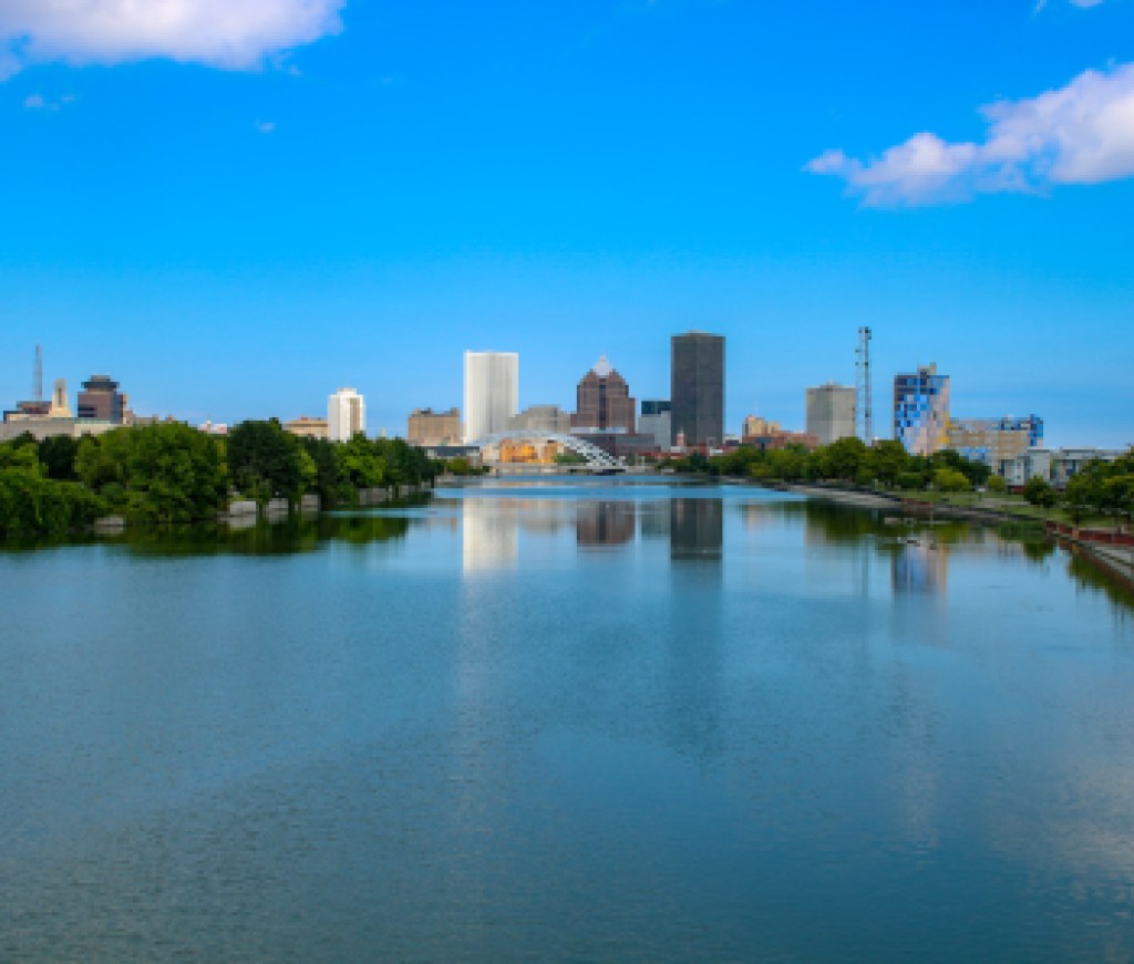 Skyline of Rochester New York, a city that is in Western NY