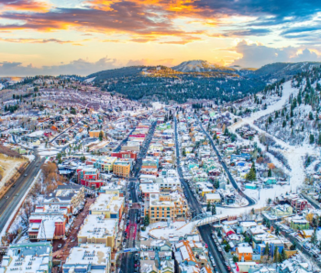 Downtown Park City, Utah, USA Skyline Aerial Panorama