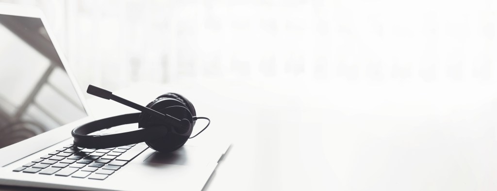 Headset, hotline support concept in office