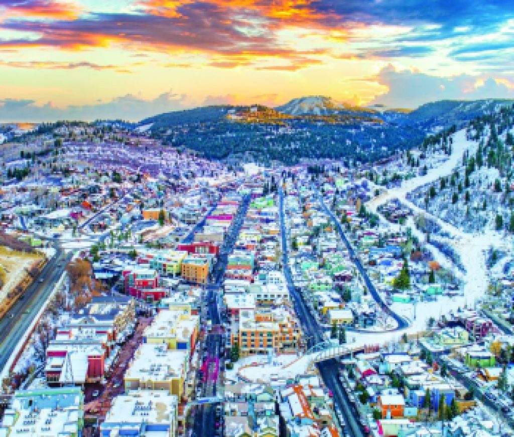 Downtown Park City, Utah, USA Skyline Aerial Panorama