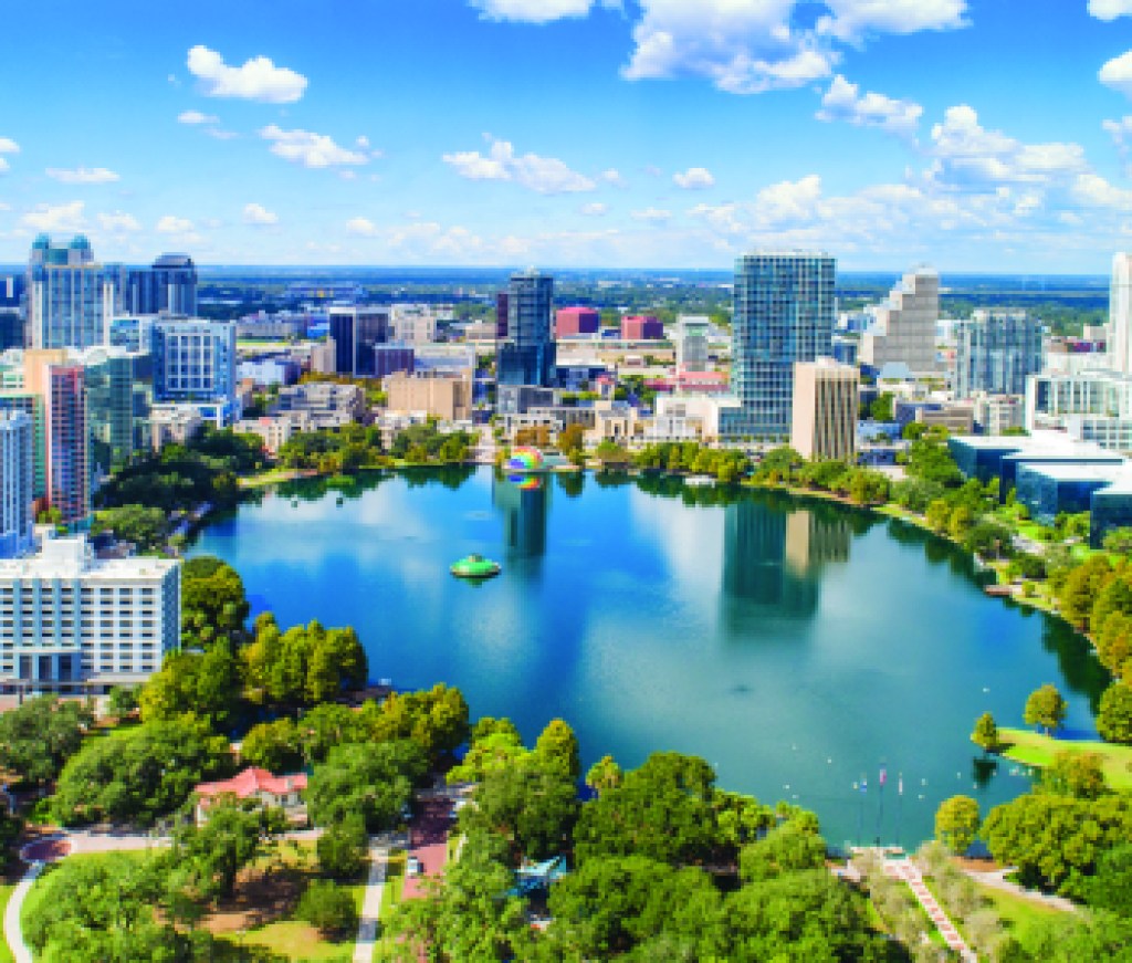 Orlando, Florida, USA Downtown Drone Skyline Aerial