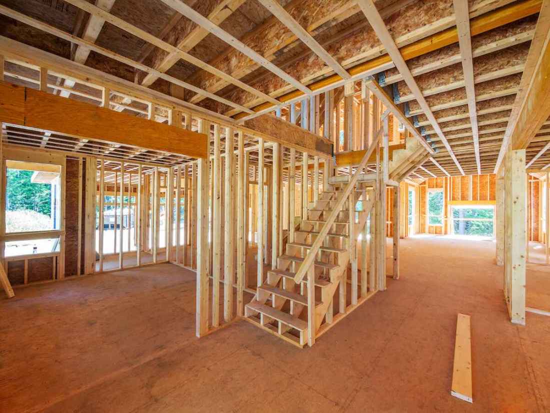 Inside new house construction