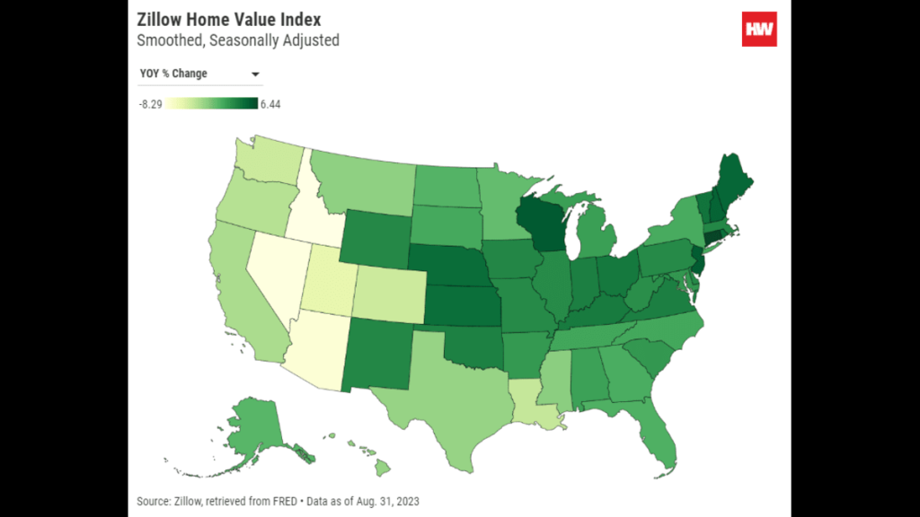 ZHVI YOY Change Aug. 2023