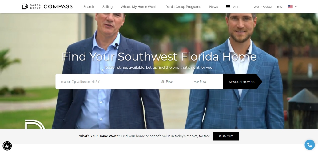 Screenshot of a custom-built Sierra Interactive website for Southwest Florida Realtors