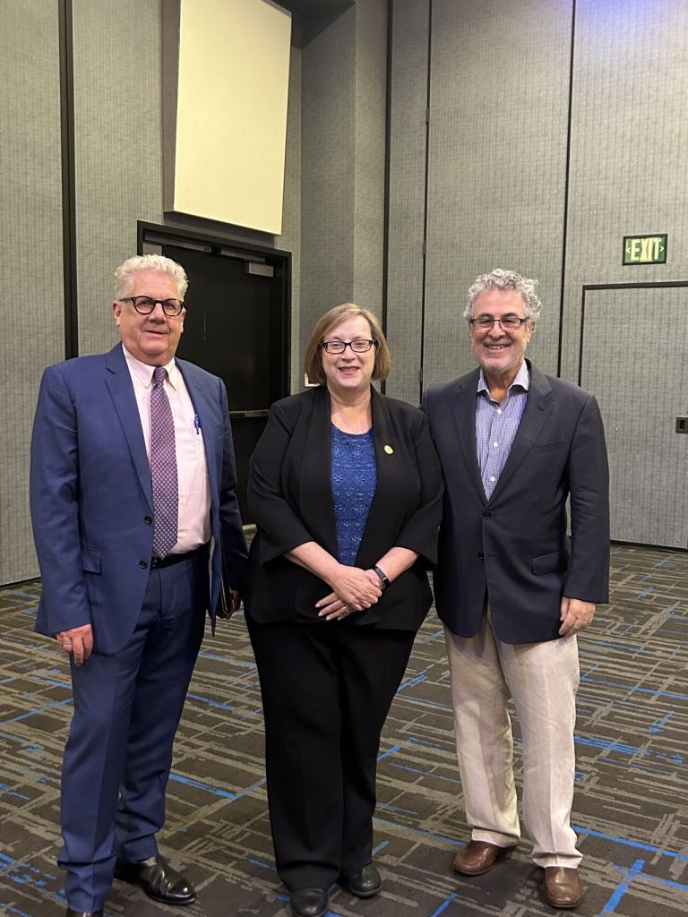 NRMLA President Steve Irwin, FHA Commissioner Julia GOrdon and NRMLA CEO Peter Bell at the NRMLA Annual Meeting and Expo 2024. Photo by Darryl Hicks, courtesy of NRMLA.