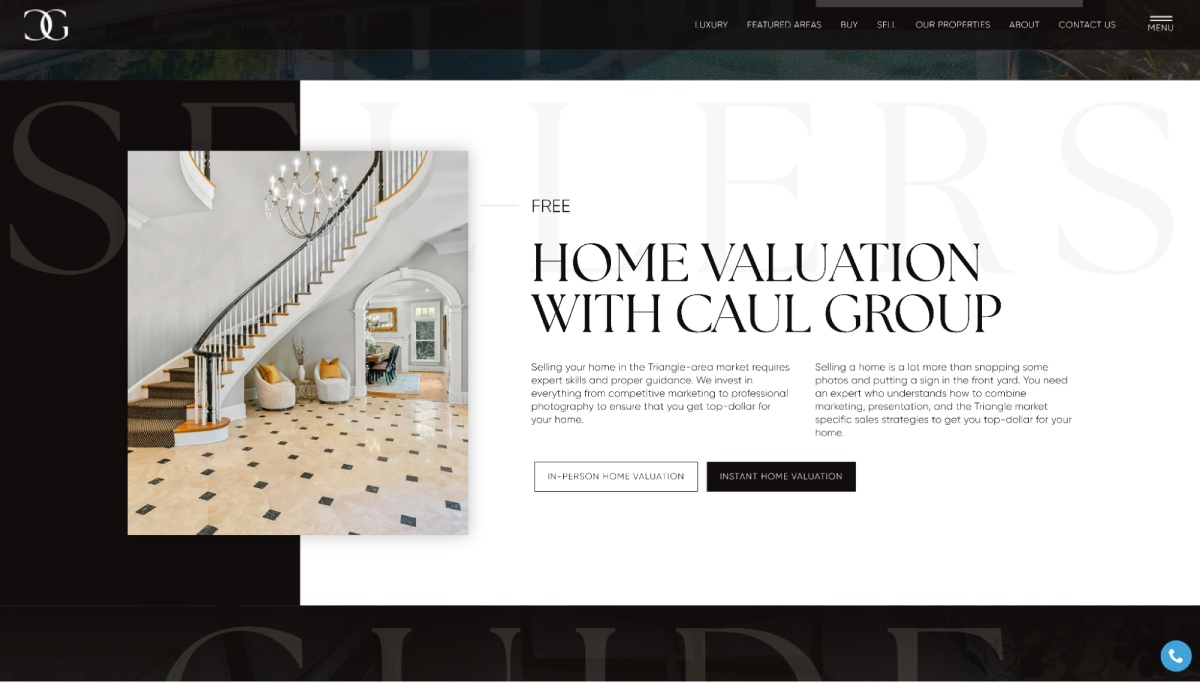 The Caul Group landing page 1