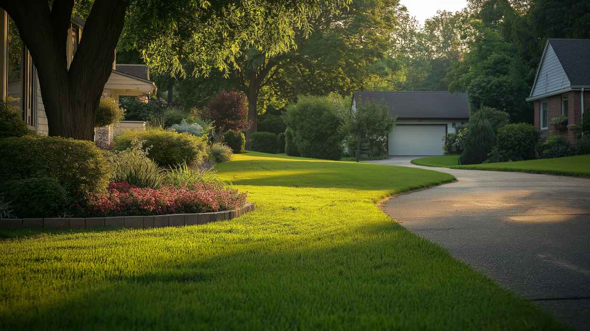 Suburban Front Lawn with drought-resistant plants