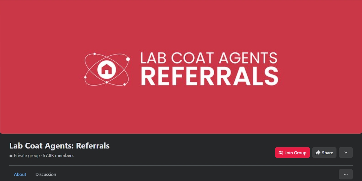 Lab Coat Agents Referrals Facebook group cover image