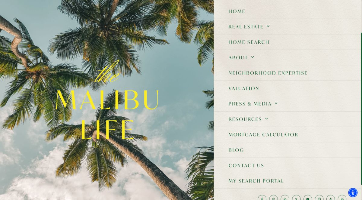 The Malibu Life menu