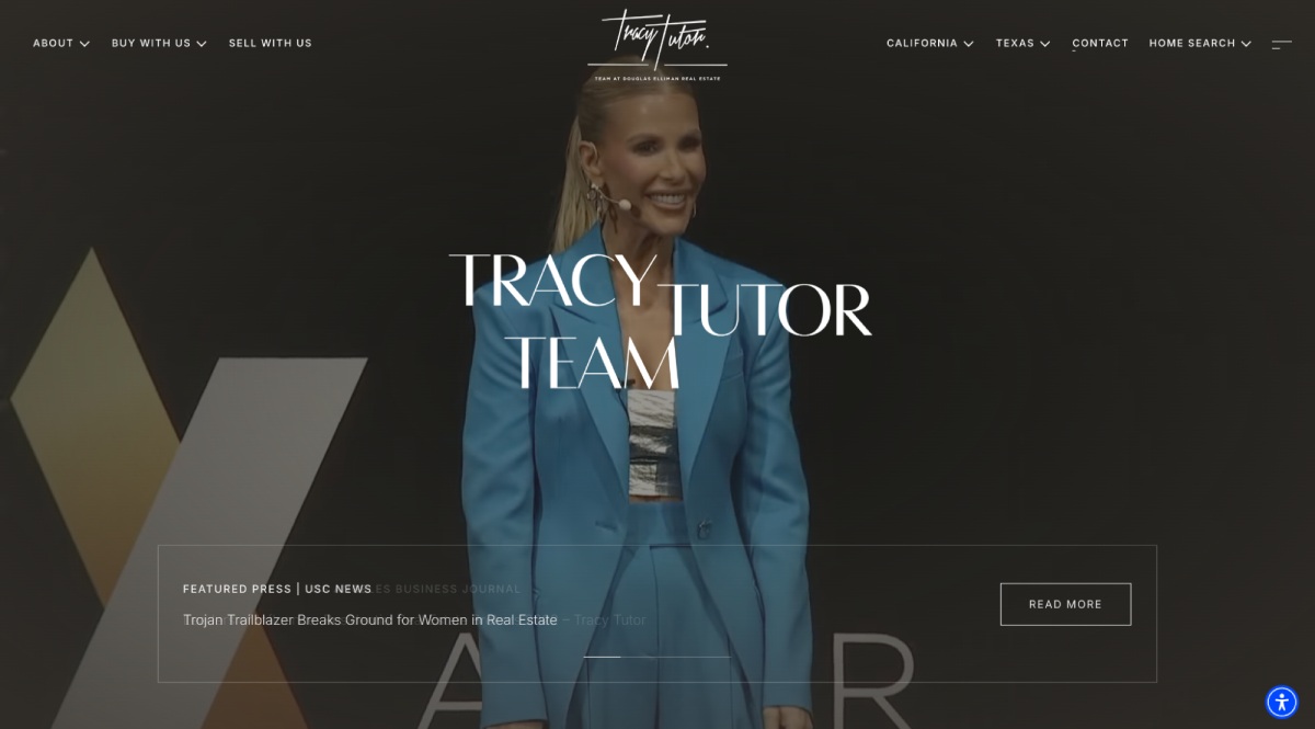 Real estate website design by Luxury Presence for Tracy Tutor (screenshot of landing page)