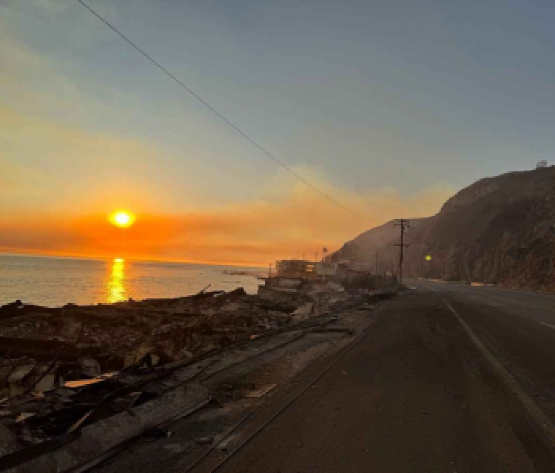 LA fires ocean highway view