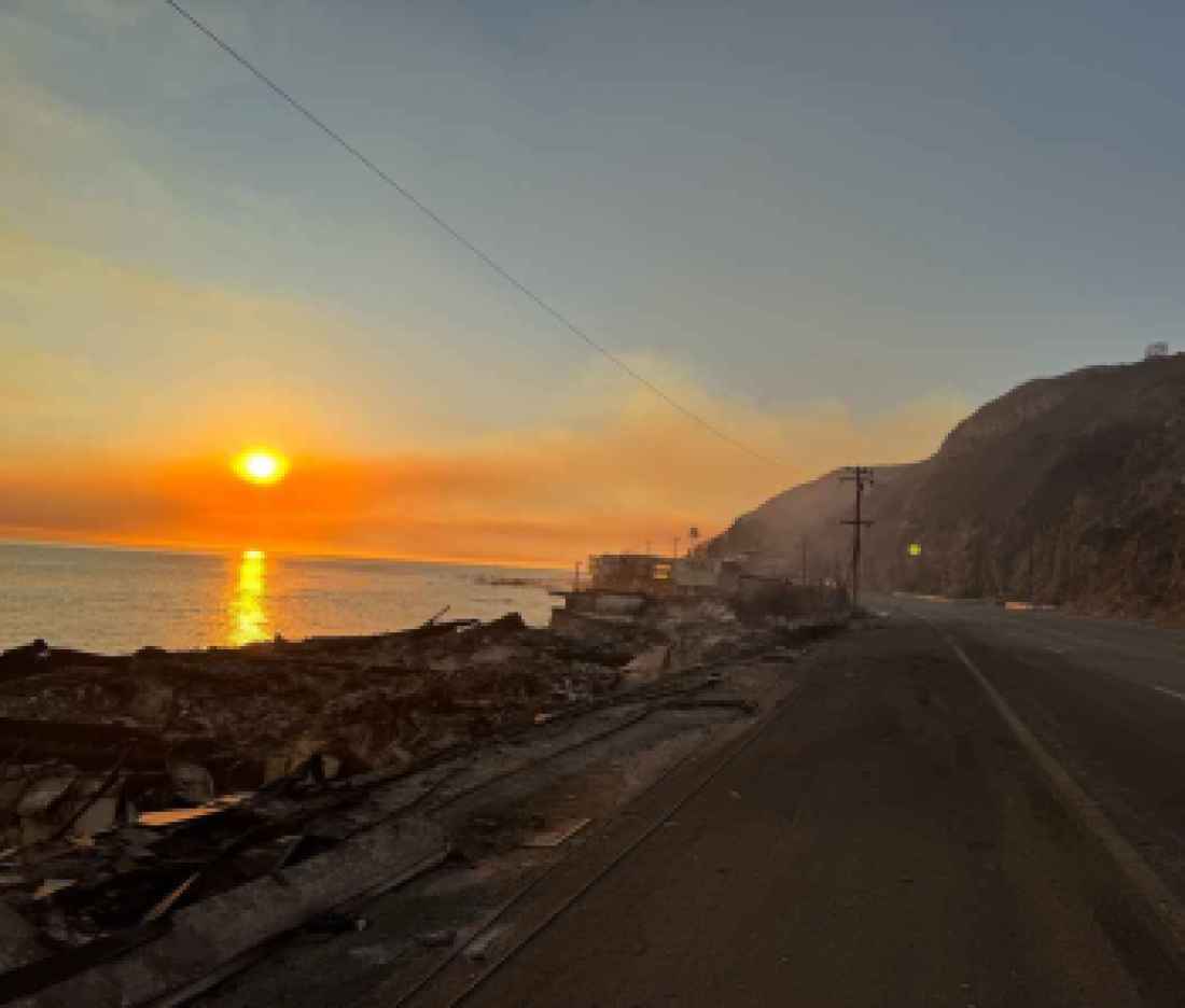 LA fires ocean highway view