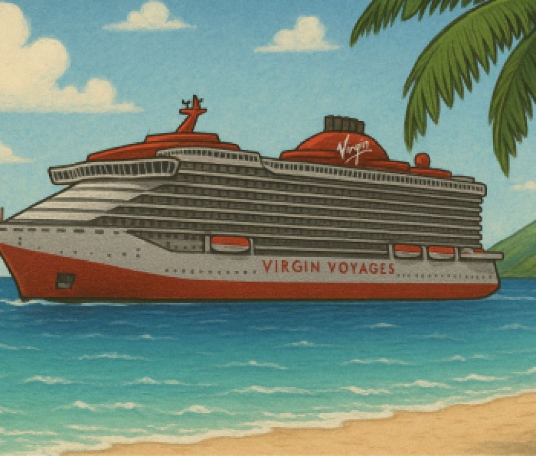 Virgin Voyages cruise ship illustration