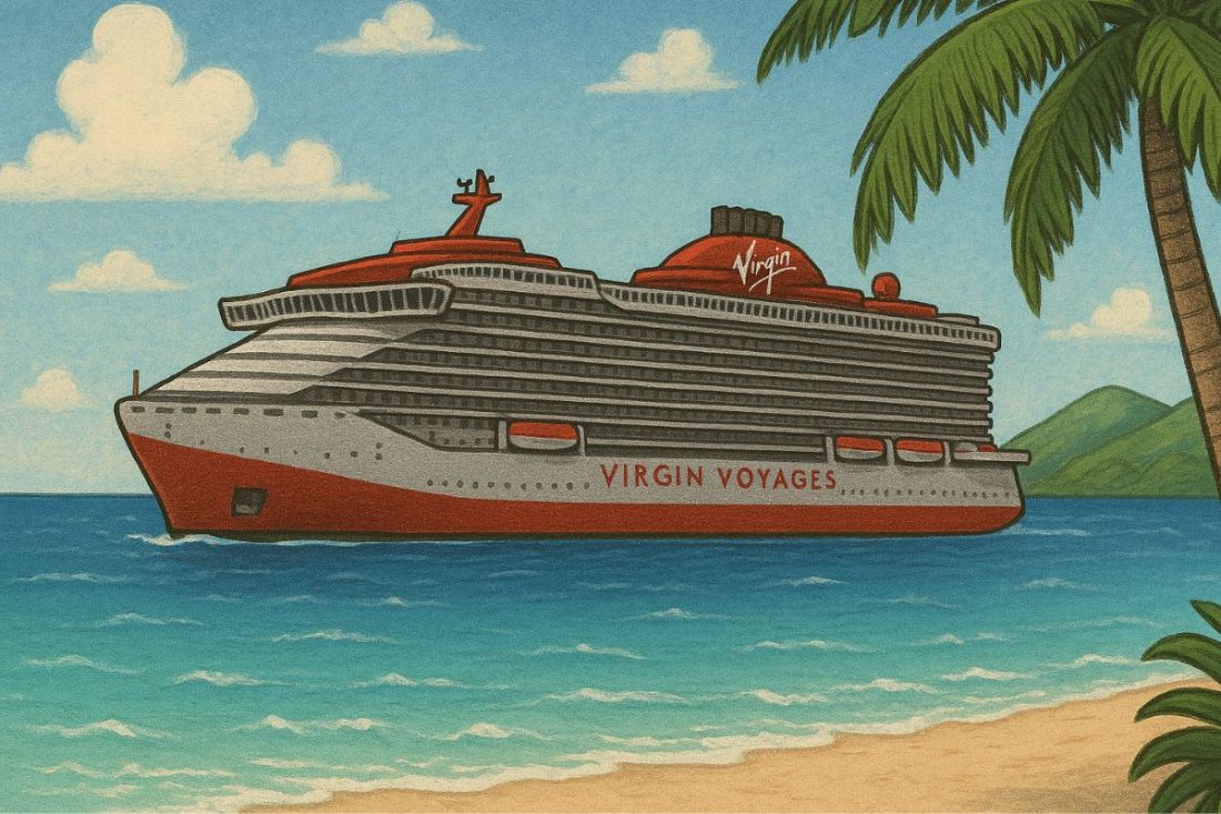 Virgin Voyages cruise ship illustration