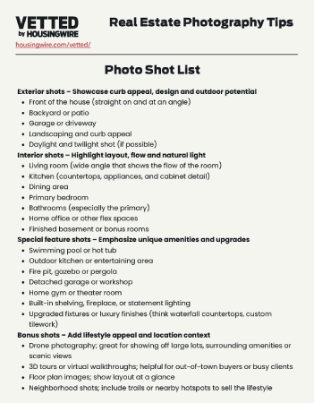 Real Estate Photo Shot List