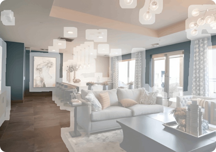 Options to remove furniture and decor with AI through Collov AI tool.