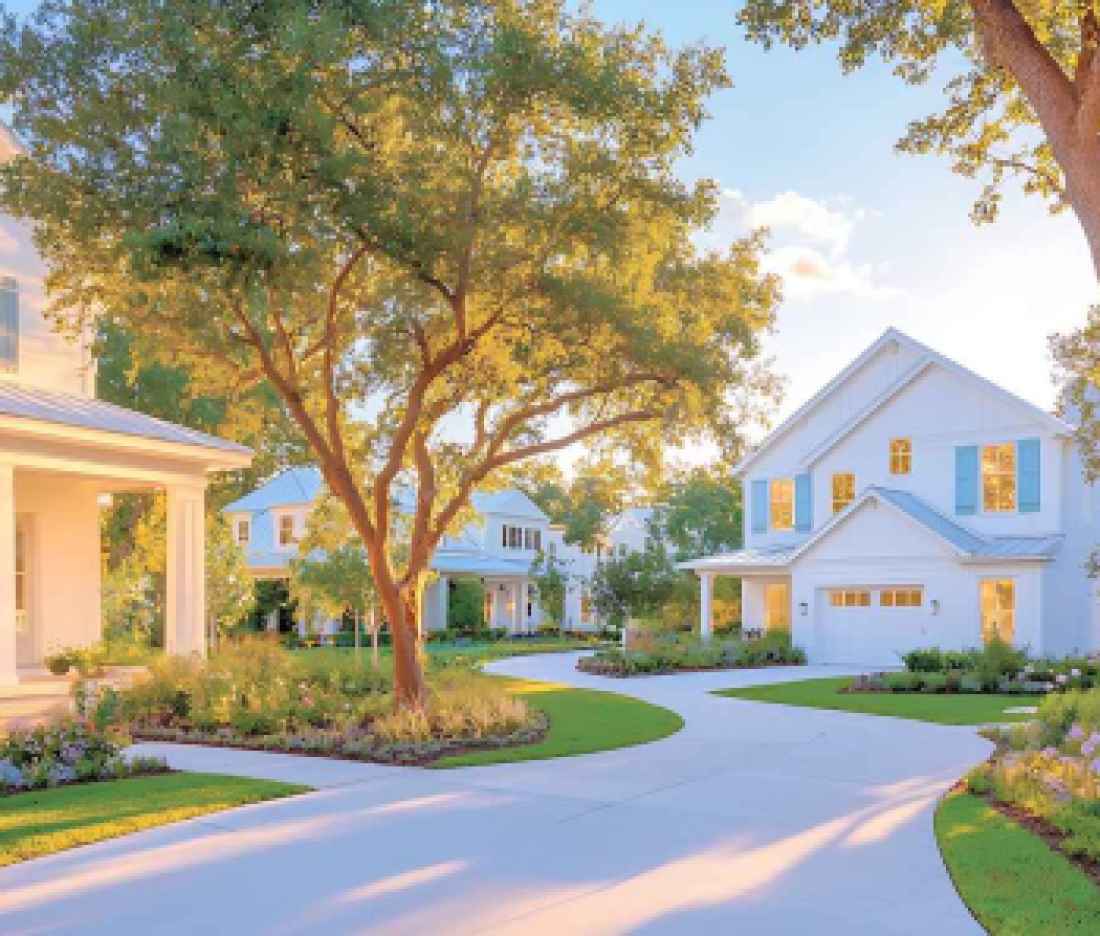 Summer houses on winding street
