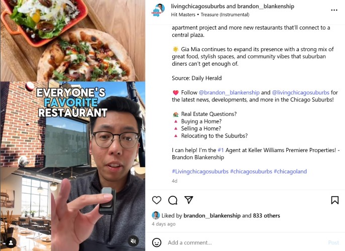 Instagram post from Brandon Blankenship showing examples of hashtags.