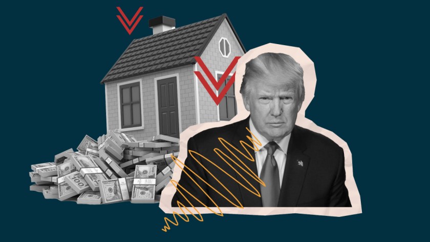 Trump house down arrow money