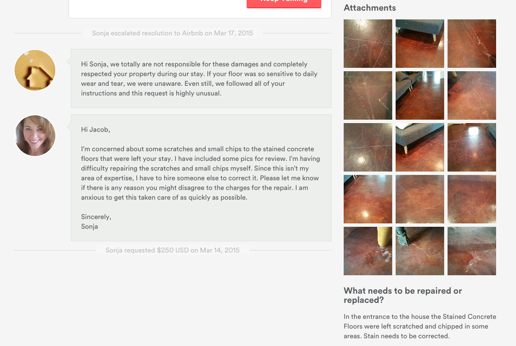 Airbnb resolution request